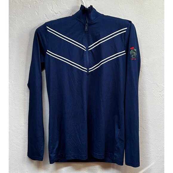 Polo Golf Tops - Chevron Performance Ruffled Quarter-Zip Pullover  Shirt Navy XS Long Sleeve